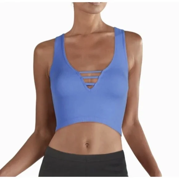 NEW Free People Intimately FP Strapped In Crop Top NWT BRAMI TANK TOP BLUE NWT - Picture 3 of 3